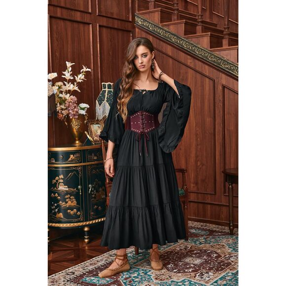 Renaissance Corset Belt For Women Red Lace-up Vintage Waist Cincher Adjustable🙃 - Picture 3 of 5